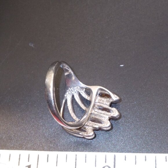 Vintage Sterling Silver Ring with Amber Stones size 7 1/2 - Picture 4 of 4
